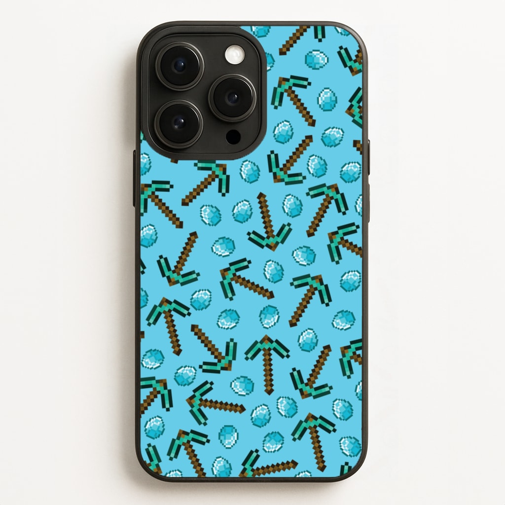 Diamond Axe Pattern - Minecraft Phone Case for iPhone 12 Pro Max