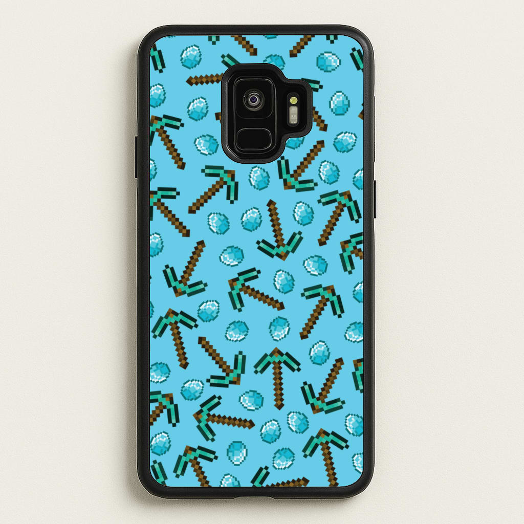 Diamond Axe Pattern - Minecraft Phone Case for Galaxy S9