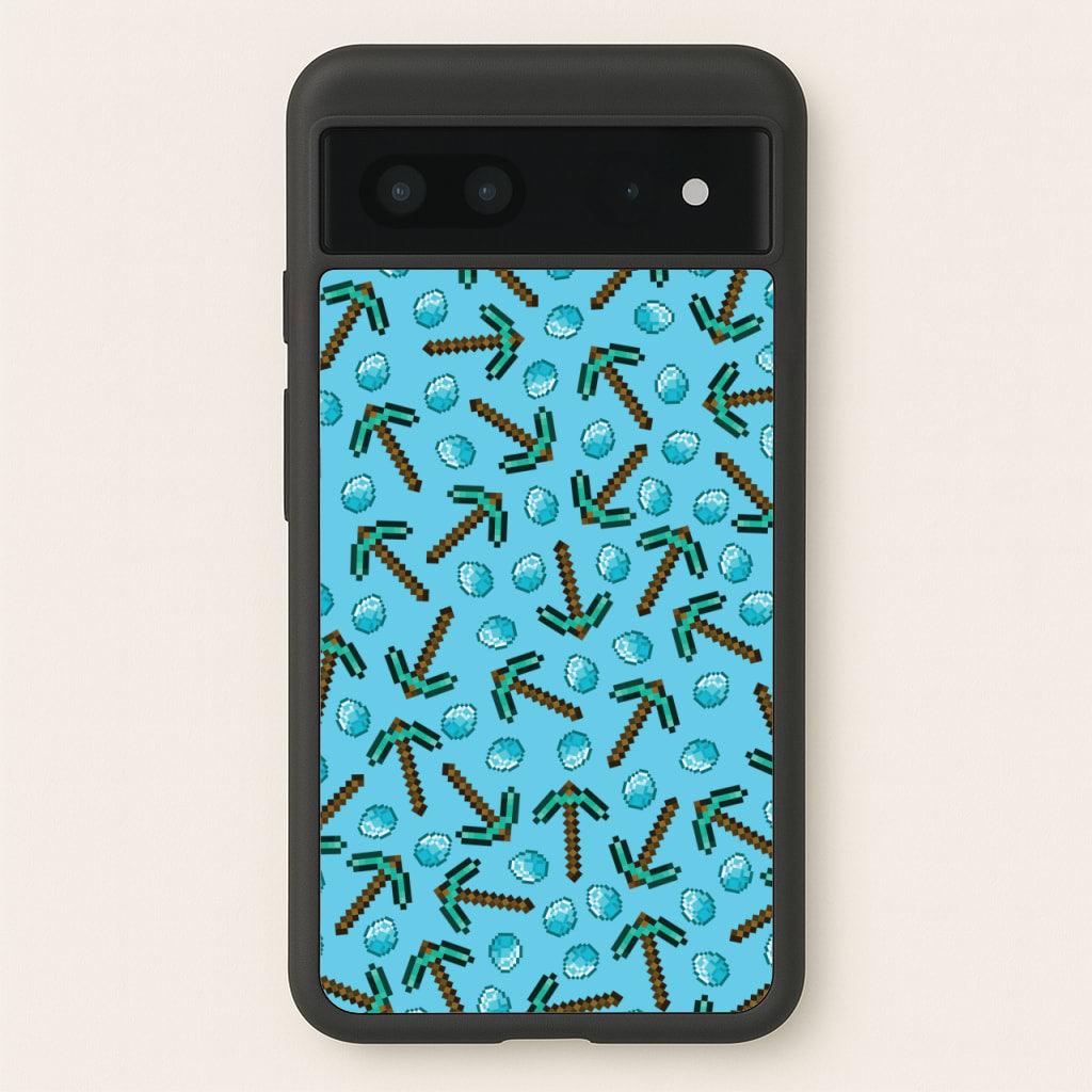 Diamond Axe Pattern - Minecraft Phone Case for Google Pixel 7