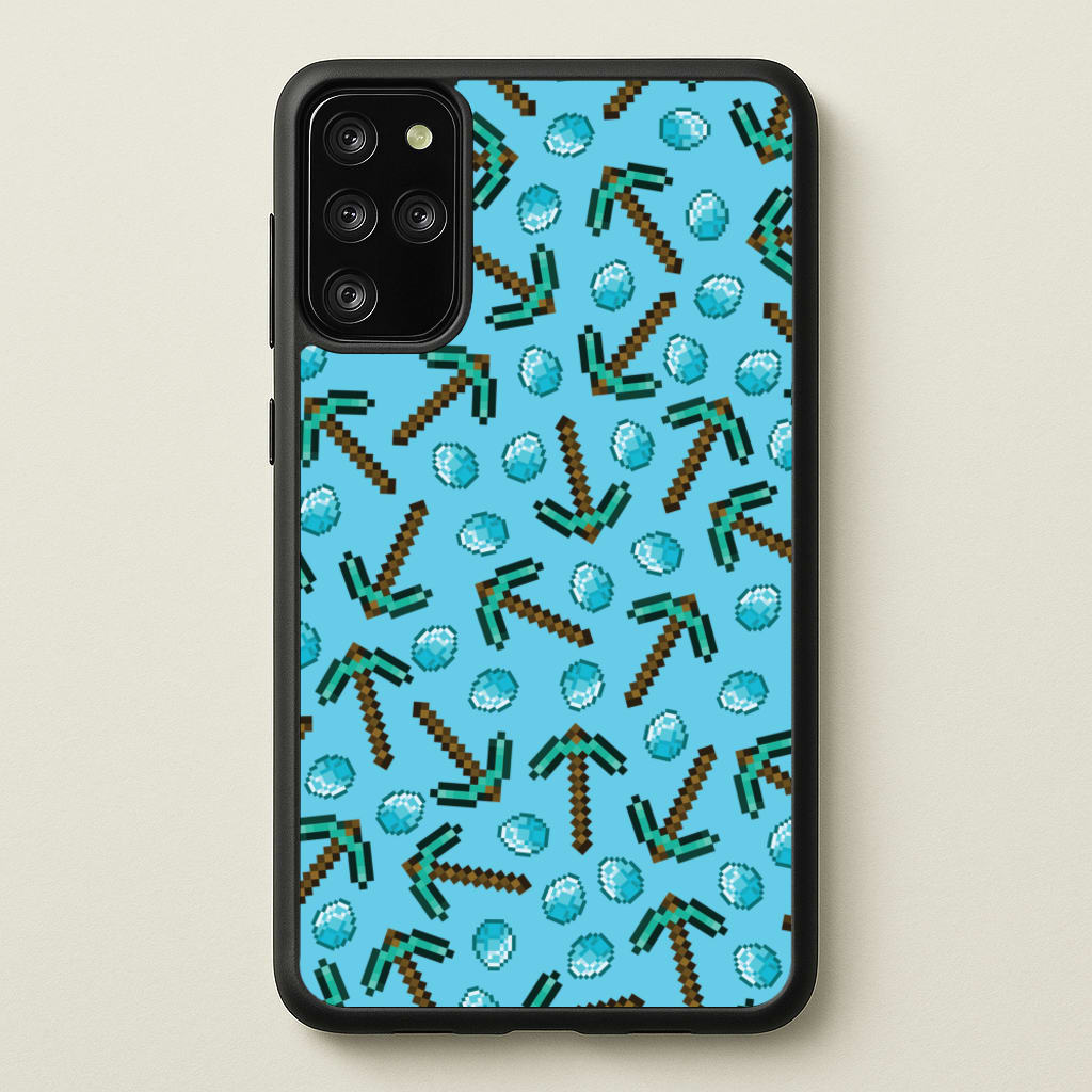 Diamond Axe Pattern - Minecraft Phone Case for Galaxy S20 Plus