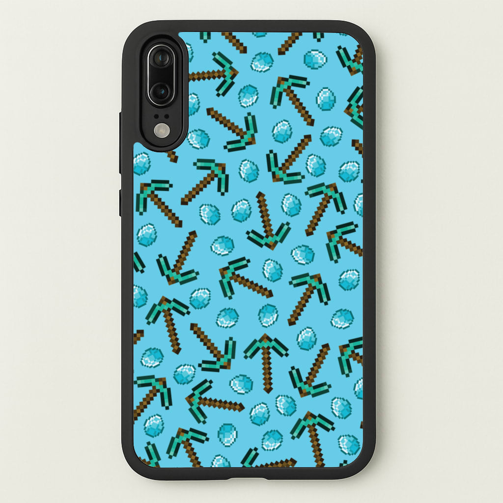 Diamond Axe Pattern - Minecraft Phone Case for Huawei P20