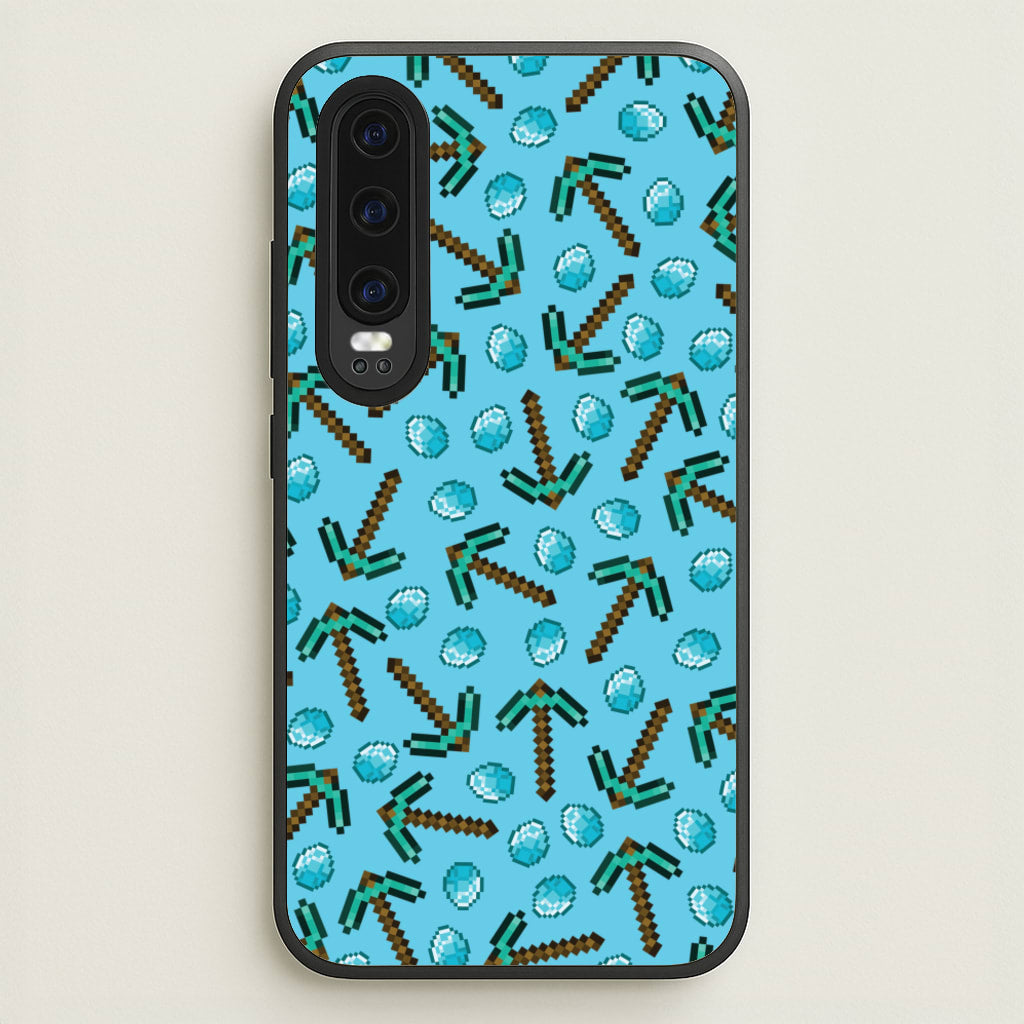 Diamond Axe Pattern - Minecraft Phone Case for Huawei P30