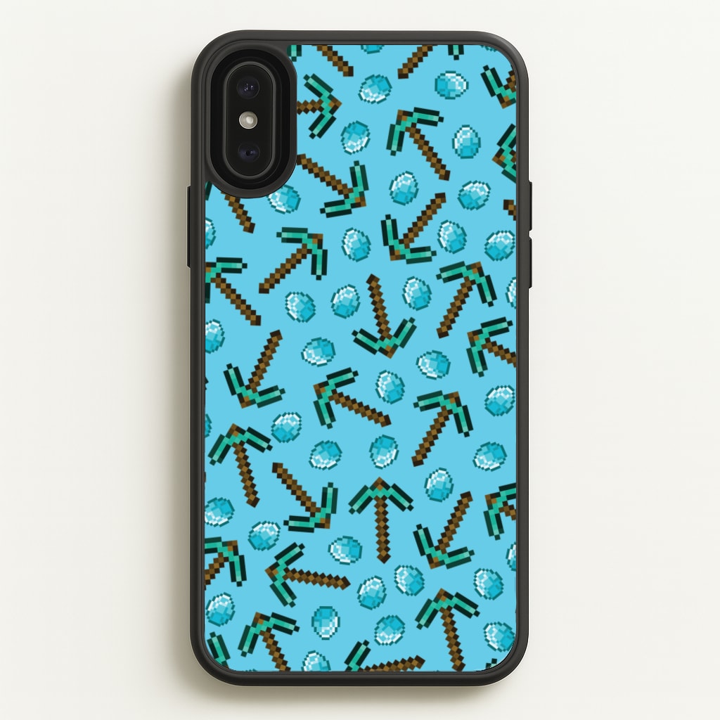 Diamond Axe Pattern - Minecraft Phone Case for iPhone XS Max
