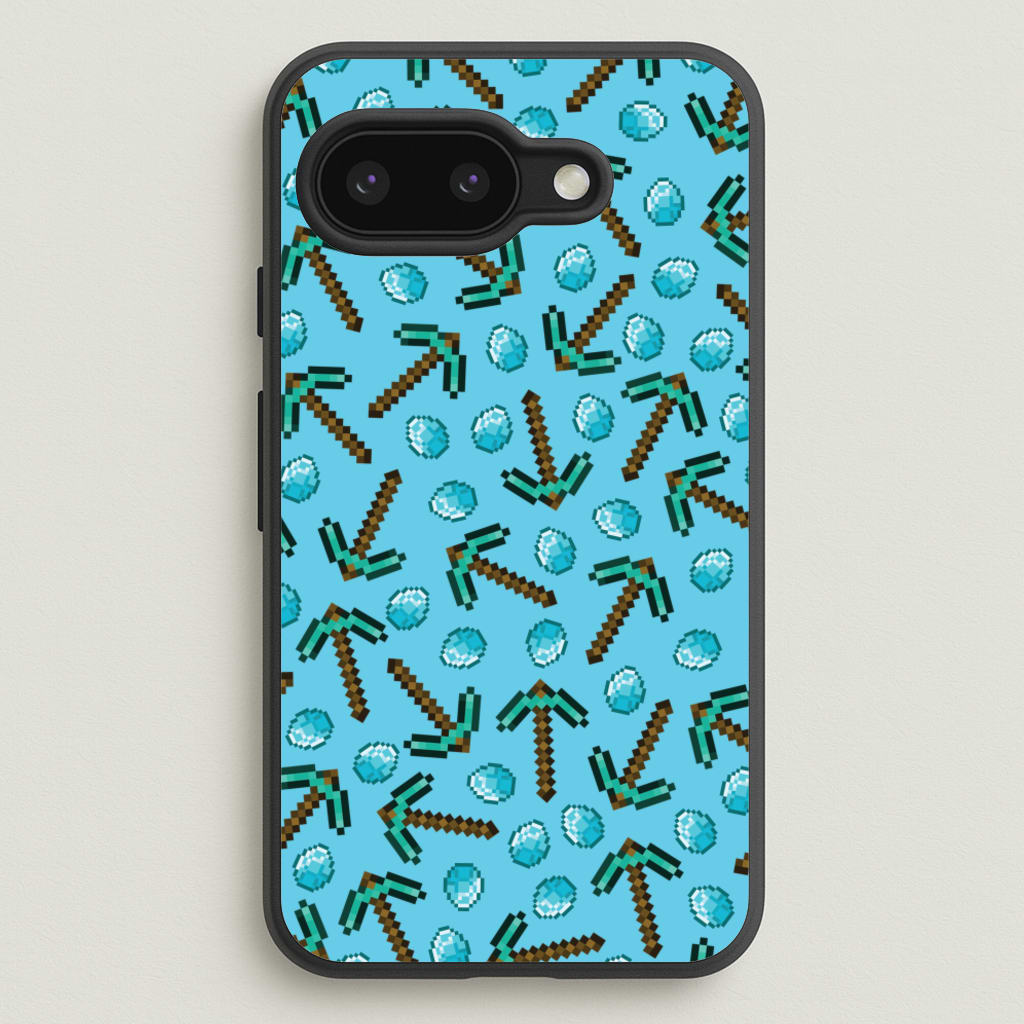Diamond Axe Pattern - Minecraft Phone Case for Google Pixel 9a
