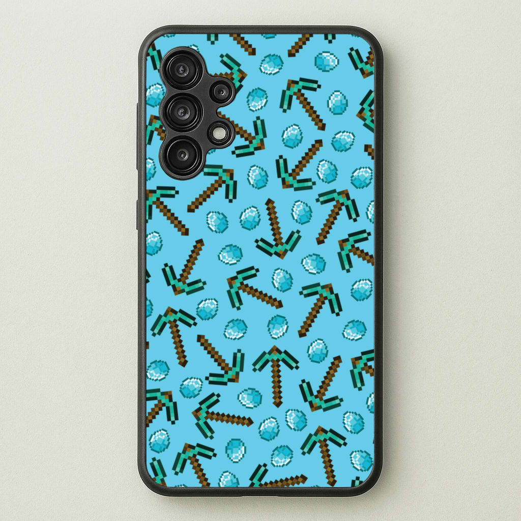 Diamond Axe Pattern - Minecraft Phone Case for Galaxy A13