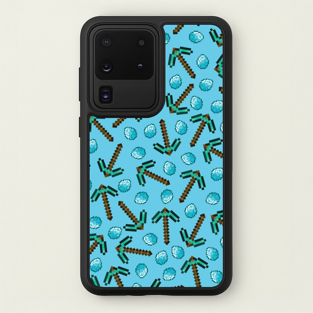 Diamond Axe Pattern - Minecraft Phone Case for Galaxy S20 Ultra