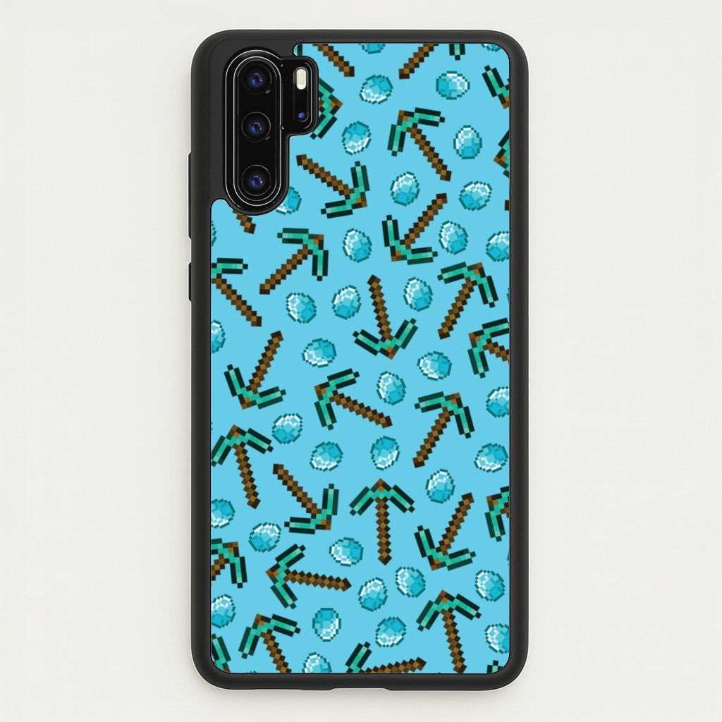 Diamond Axe Pattern - Minecraft Phone Case for Huawei P30 Pro