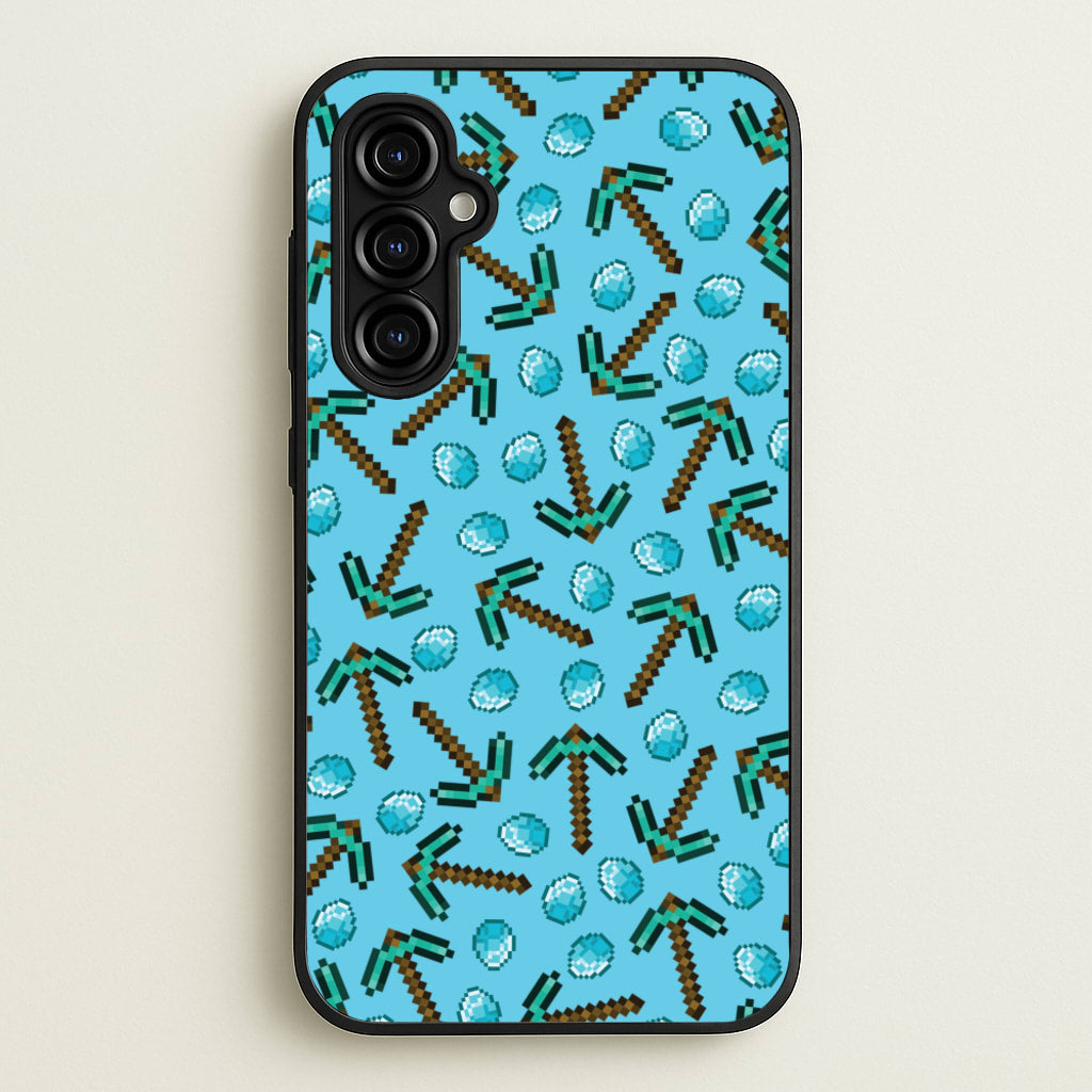 Diamond Axe Pattern - Minecraft Phone Case for Galaxy A54