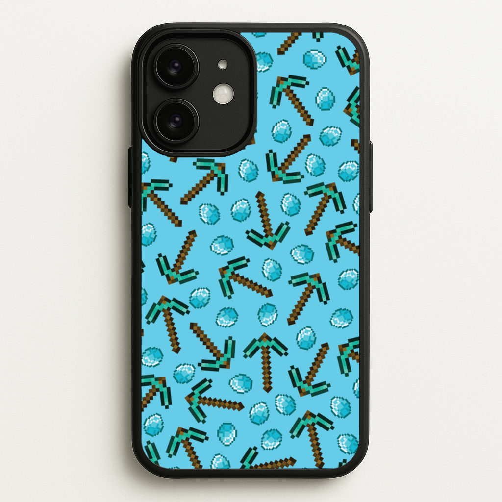 Diamond Axe Pattern - Minecraft Phone Case for iPhone 11