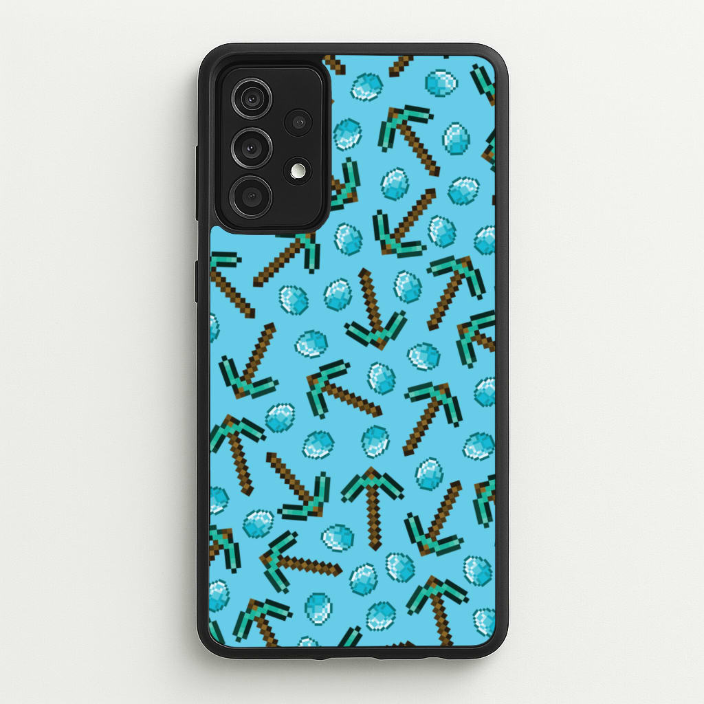 Diamond Axe Pattern - Minecraft Phone Case for Galaxy A52 / A52s