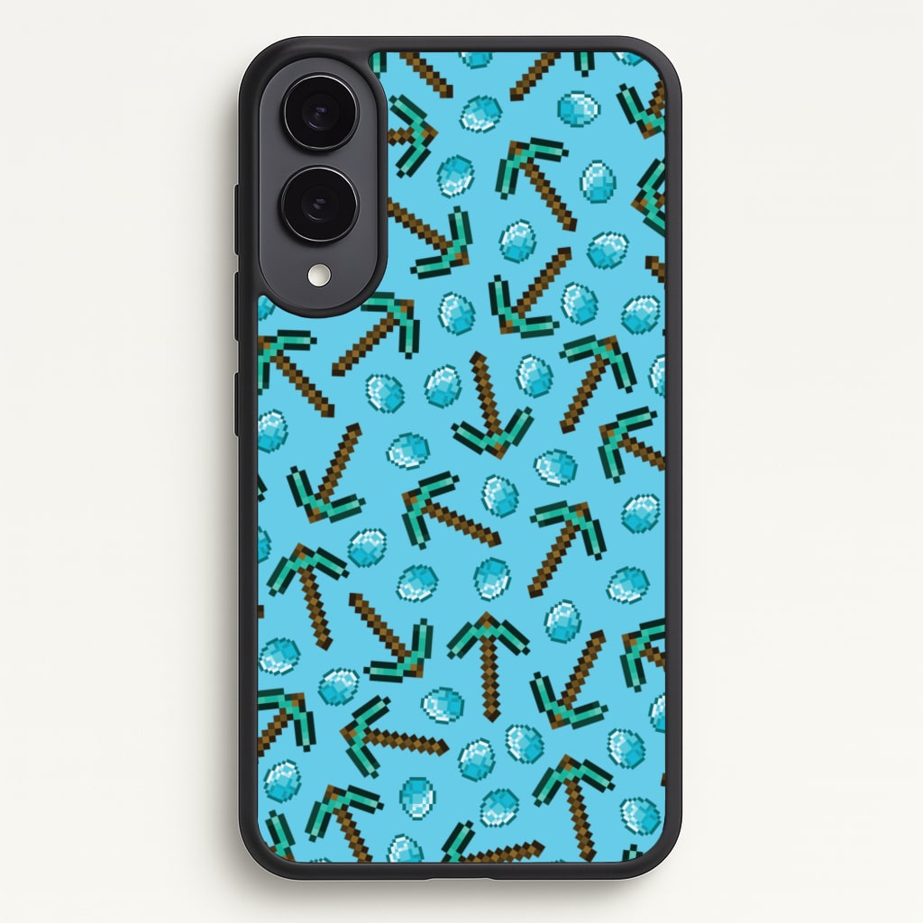 Diamond Axe Pattern - Minecraft Phone Case for Galaxy S25 Edge