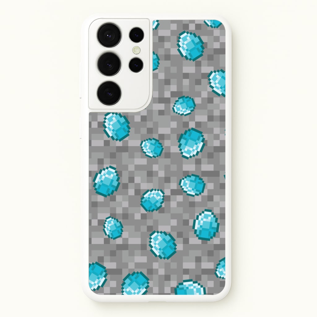 Diamond Pattern - Minecraft Phone Case for Galaxy S21 Ultra