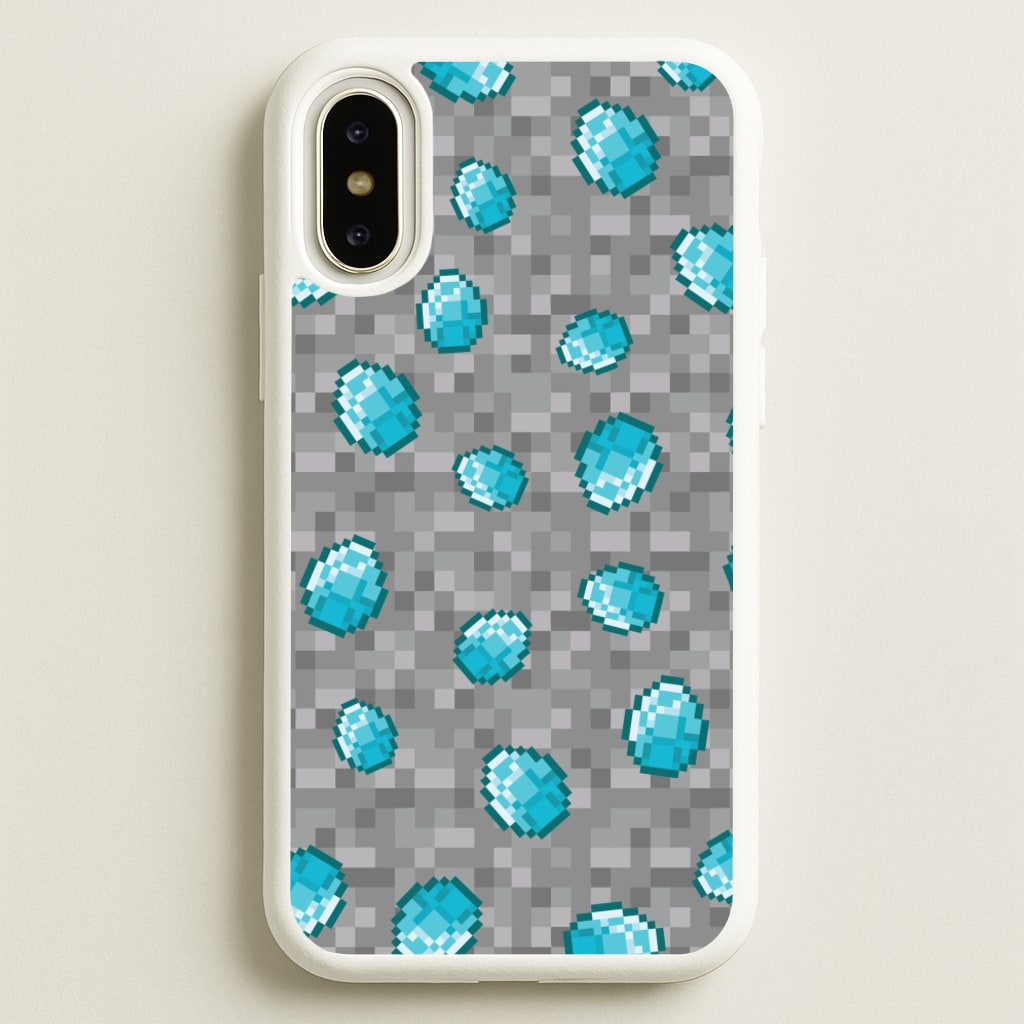 Diamond Pattern - Minecraft Phone Case for iPhone X / XS