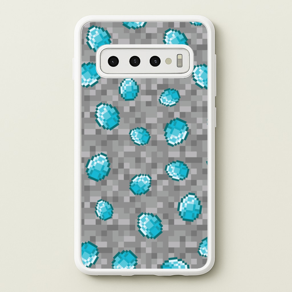 Diamond Pattern - Minecraft Phone Case for Galaxy S10 Plus