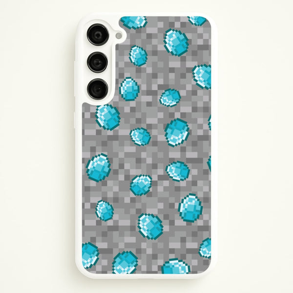 Diamond Pattern - Minecraft Phone Case for Galaxy S23 Plus