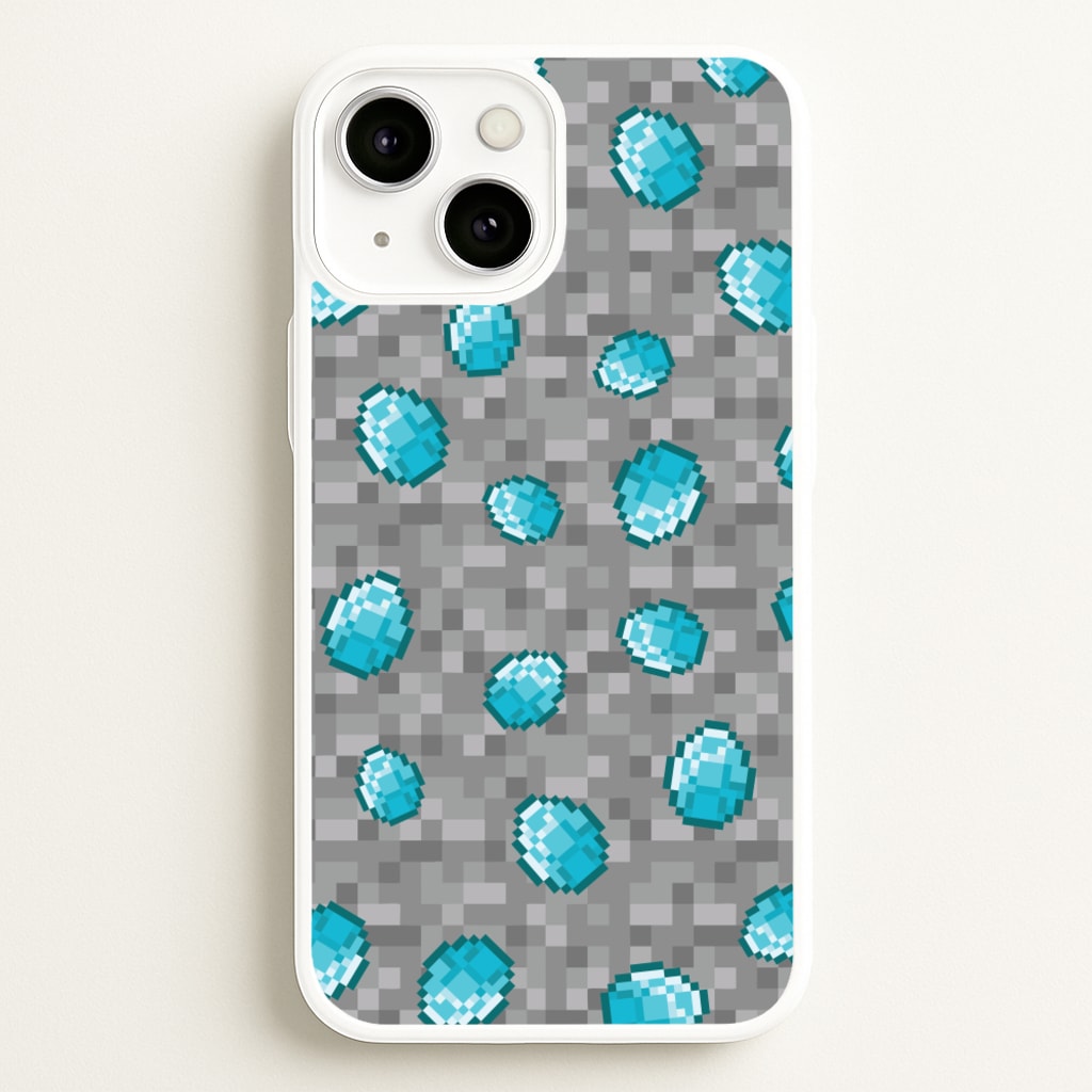 Diamond Pattern - Minecraft Phone Case for iPhone 13 Mini