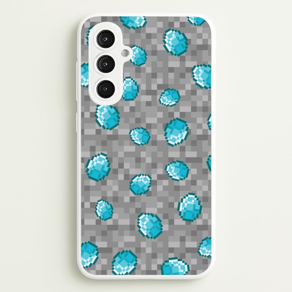 Diamond Pattern - Minecraft Phone Case for Galaxy S23FE