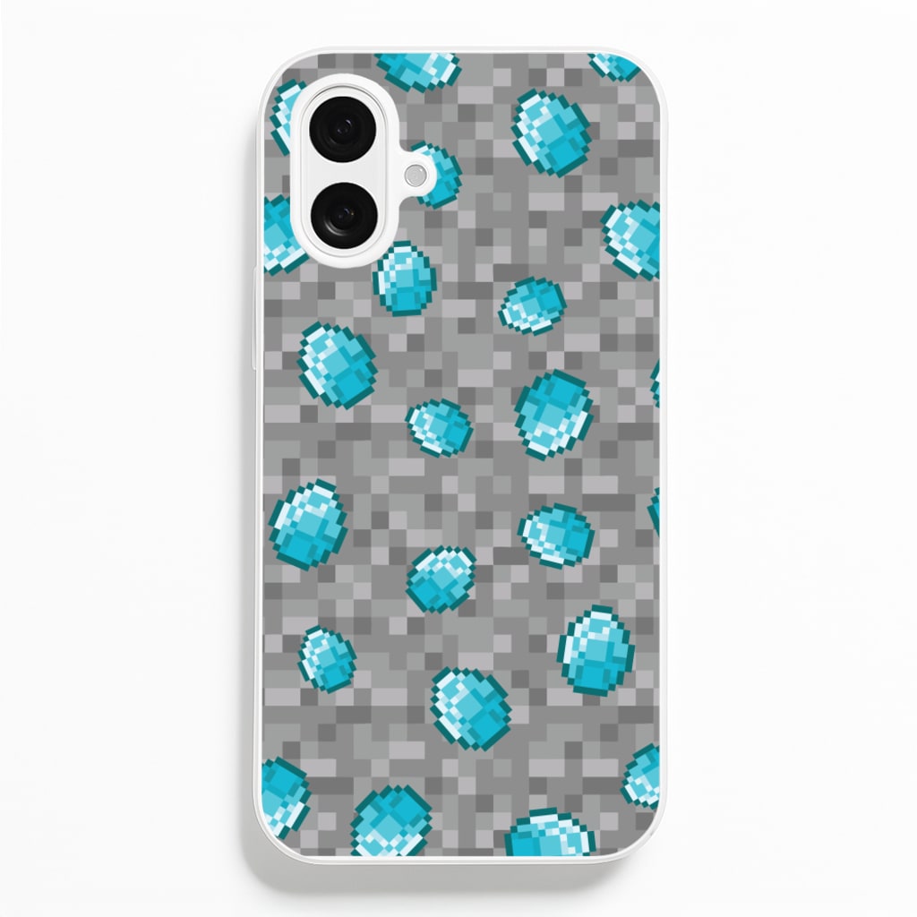 Diamond Pattern - Minecraft Phone Case for iPhone 16 Plus