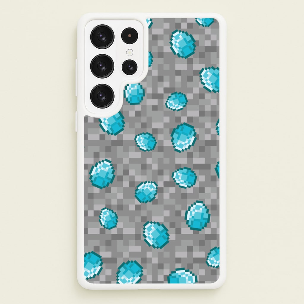 Diamond Pattern - Minecraft Phone Case for Galaxy S23 Ultra