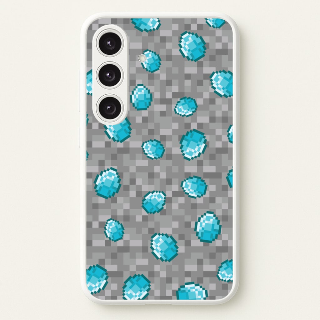 Diamond Pattern - Minecraft Phone Case for Galaxy S24FE