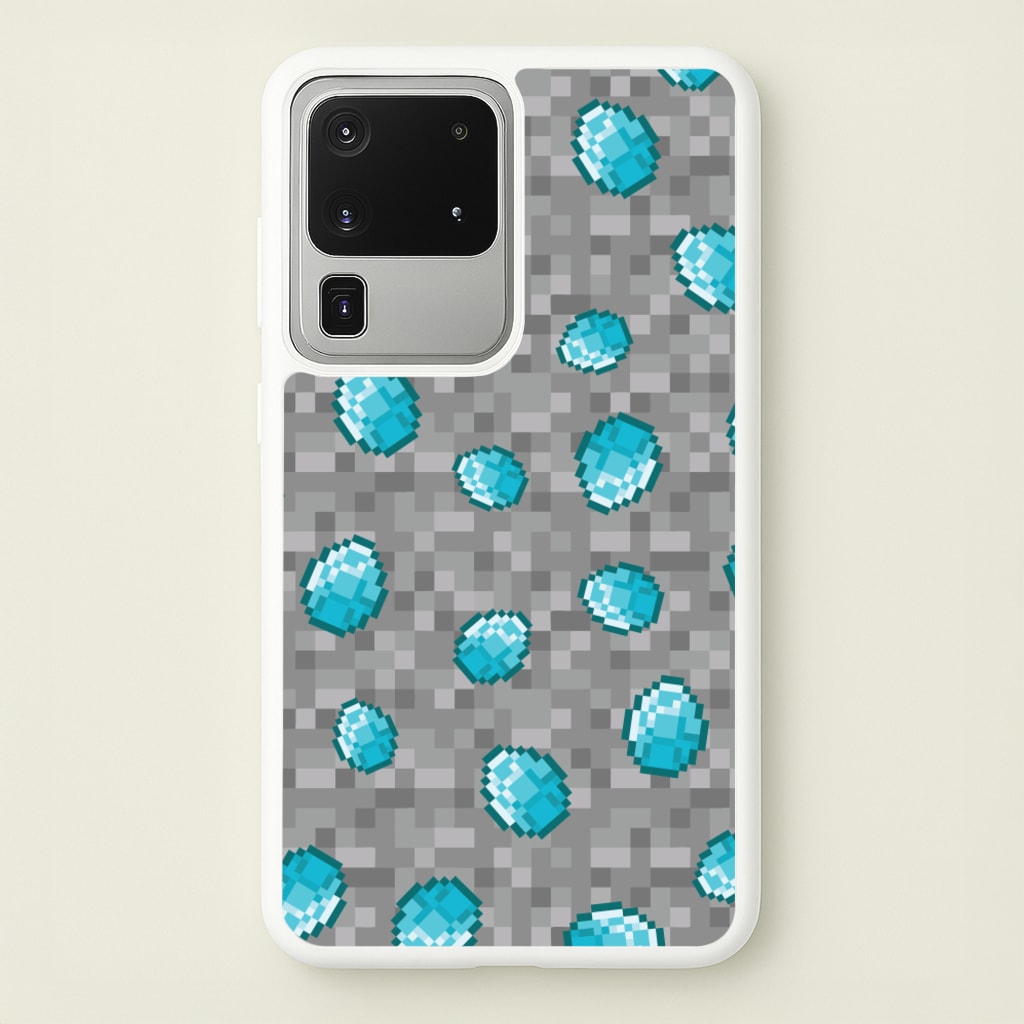 Diamond Pattern - Minecraft Phone Case for Galaxy S20 Ultra