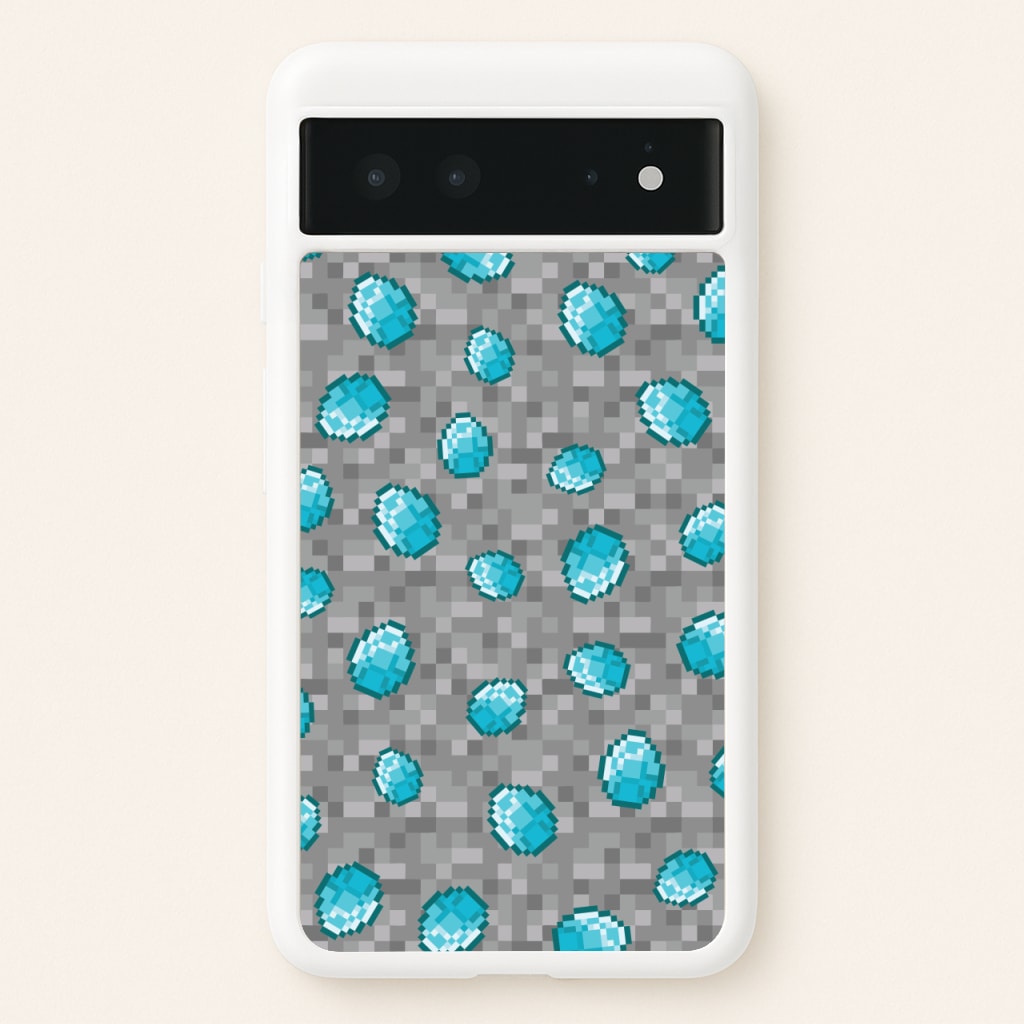 Diamond Pattern - Minecraft Phone Case for Google Pixel 6