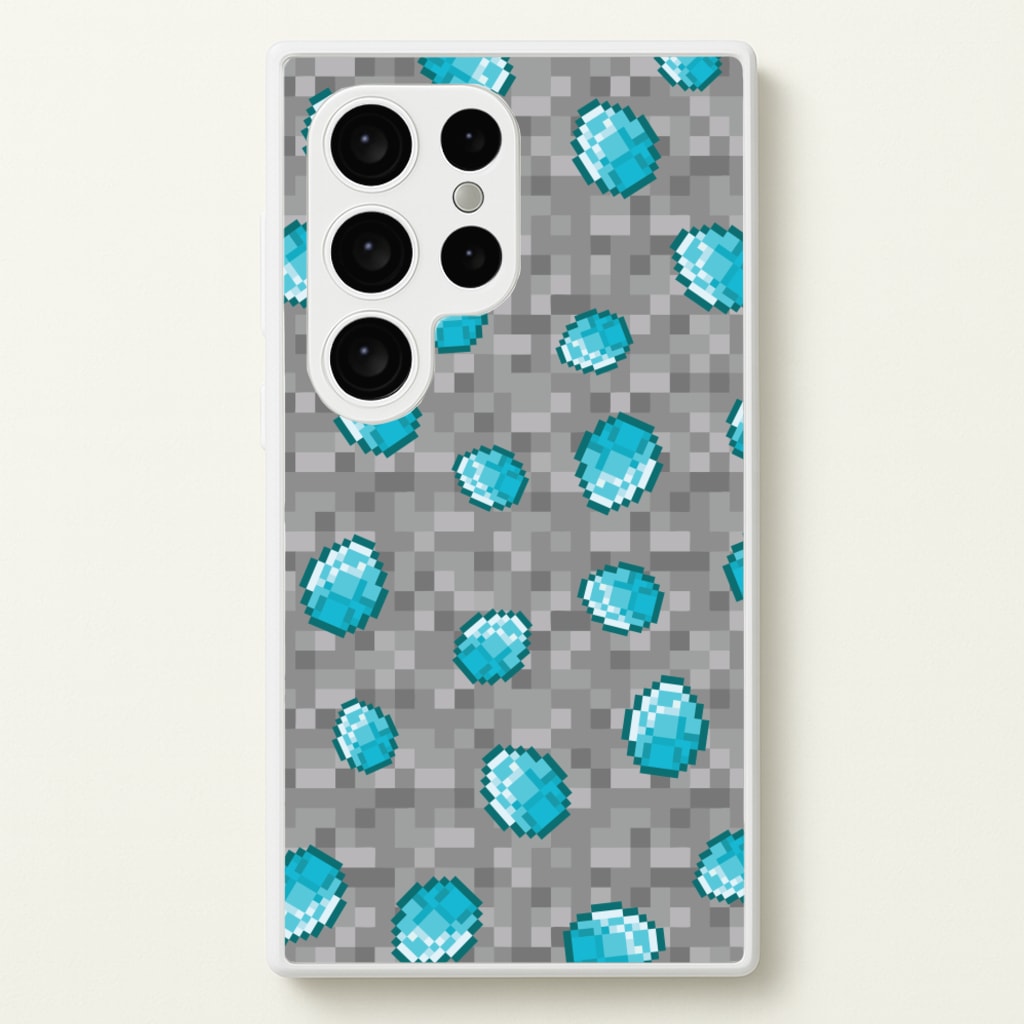 Diamond Pattern - Minecraft Phone Case for Galaxy S24 Ultra