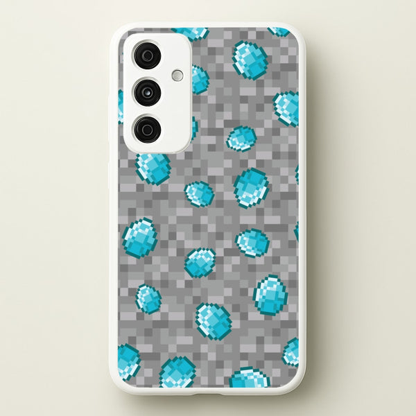 Diamond Pattern - Minecraft Phone Case for Galaxy A35