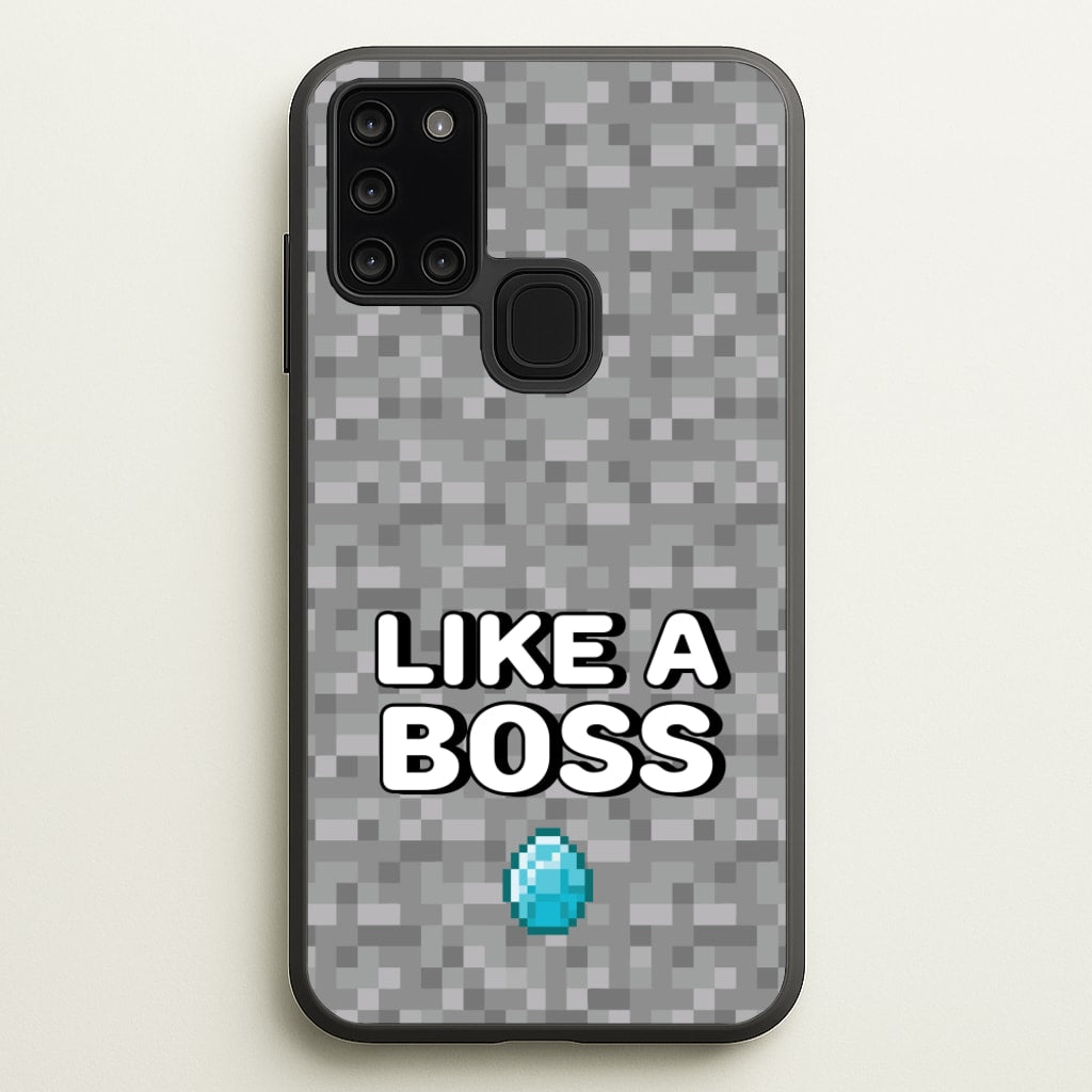 Like A Boss - Minecraft Phone Case for Galaxy A21s