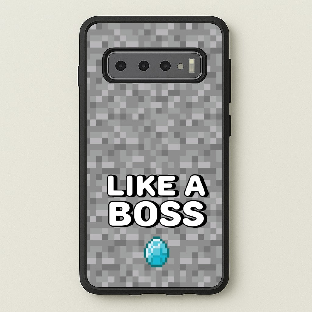Like A Boss - Minecraft Phone Case for Galaxy S10 Plus