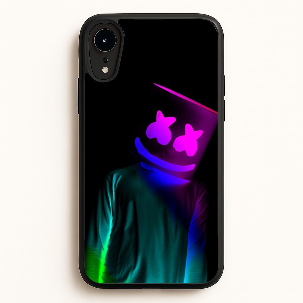 White Helmet DJ In Lights - Marshmello Phone Case for iPhone XR
