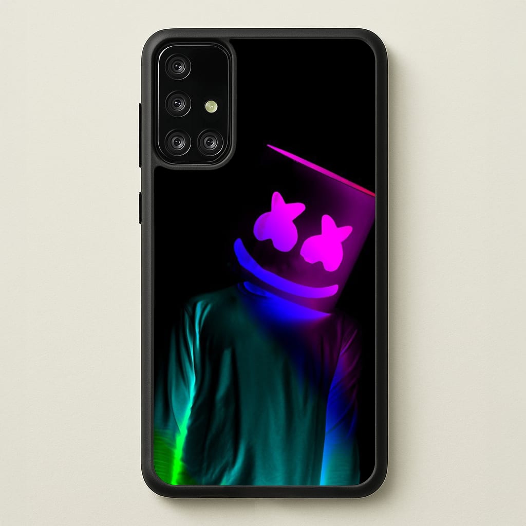 White Helmet DJ In Lights - Marshmello Phone Case for Galaxy A71