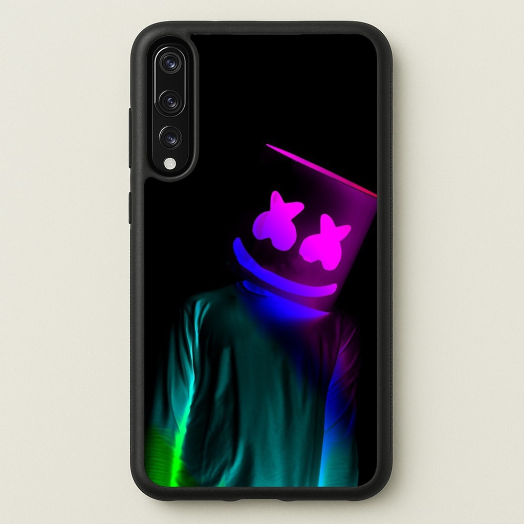 White Helmet DJ In Lights - Marshmello Phone Case for Huawei P20 Pro
