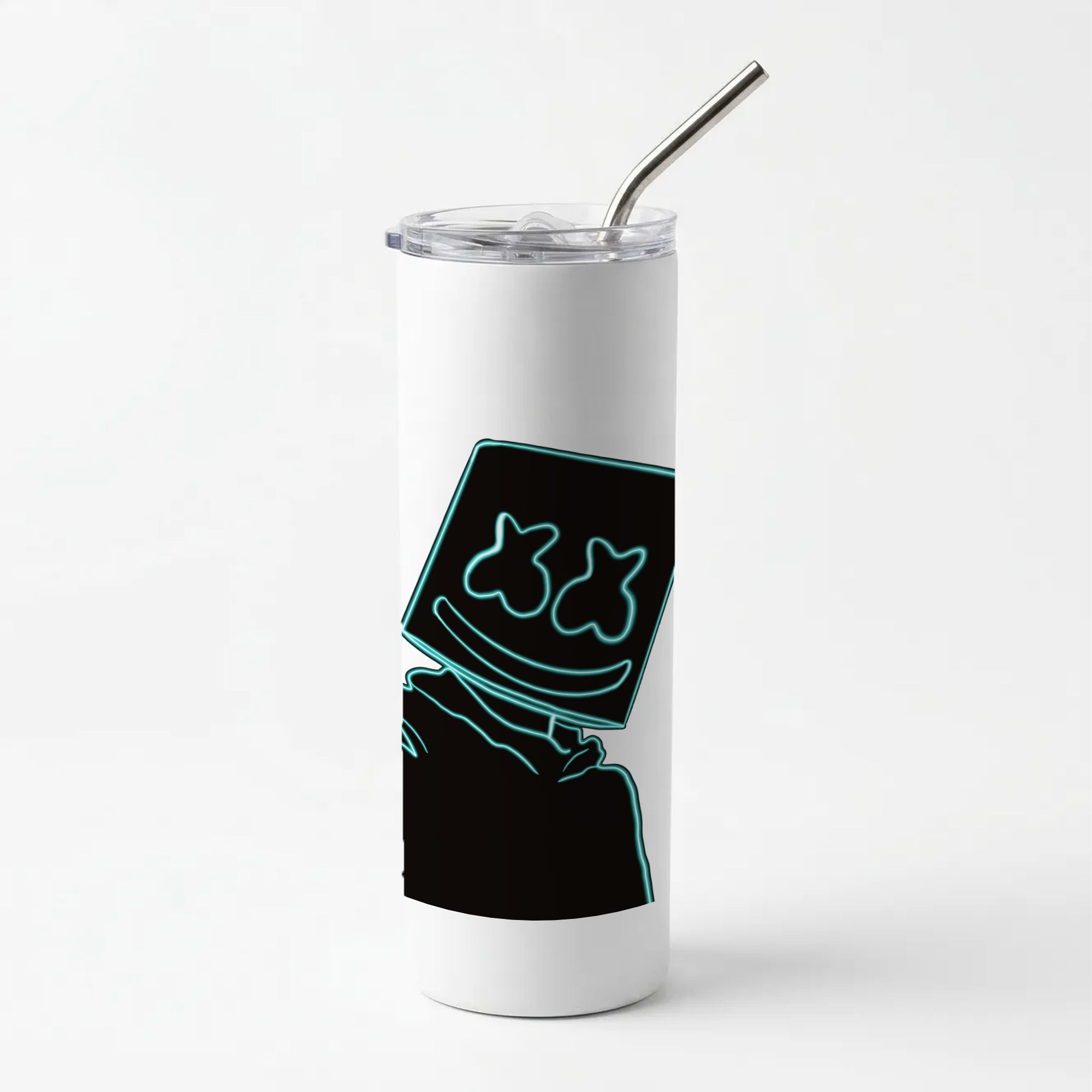 Black White Helmet DJ Neon Skinny Tumbler