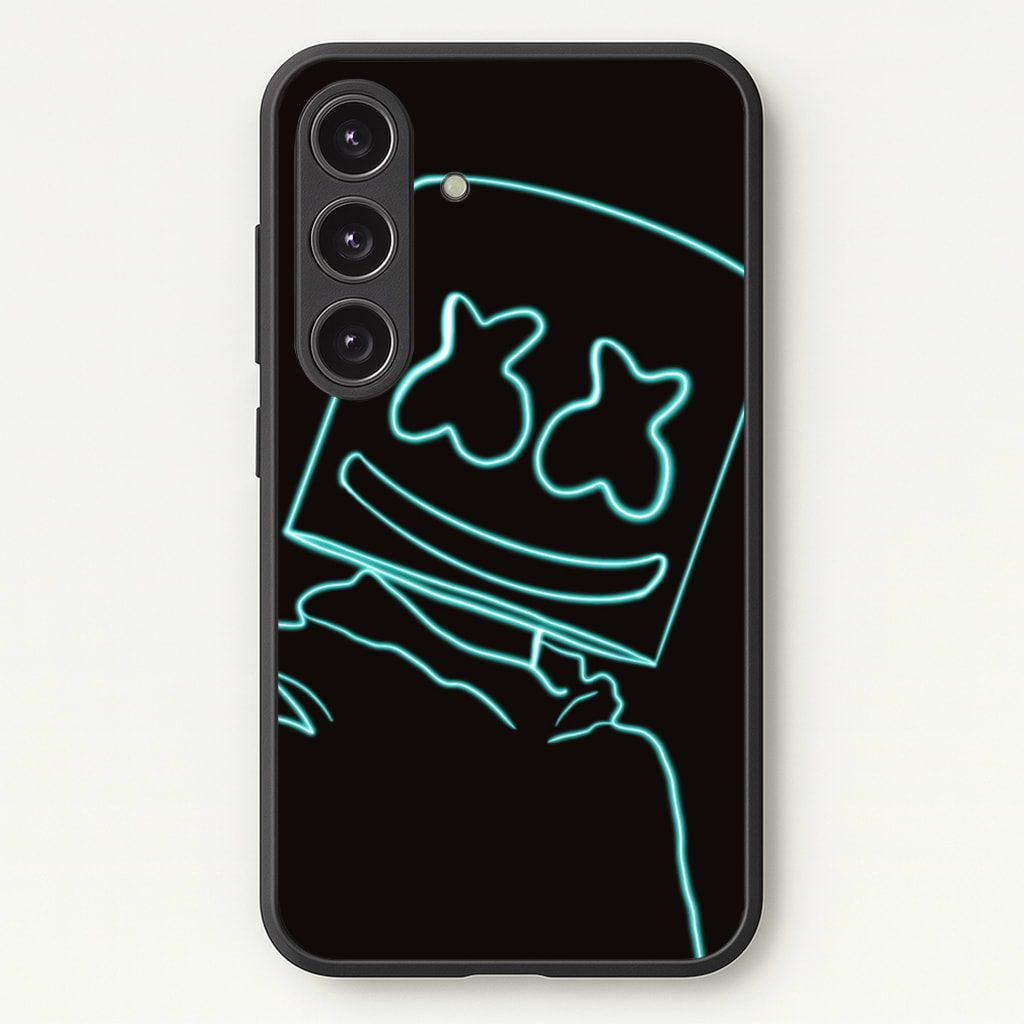 Black White Helmet DJ Neon - Marshmello Phone Case for Galaxy S24 Plus