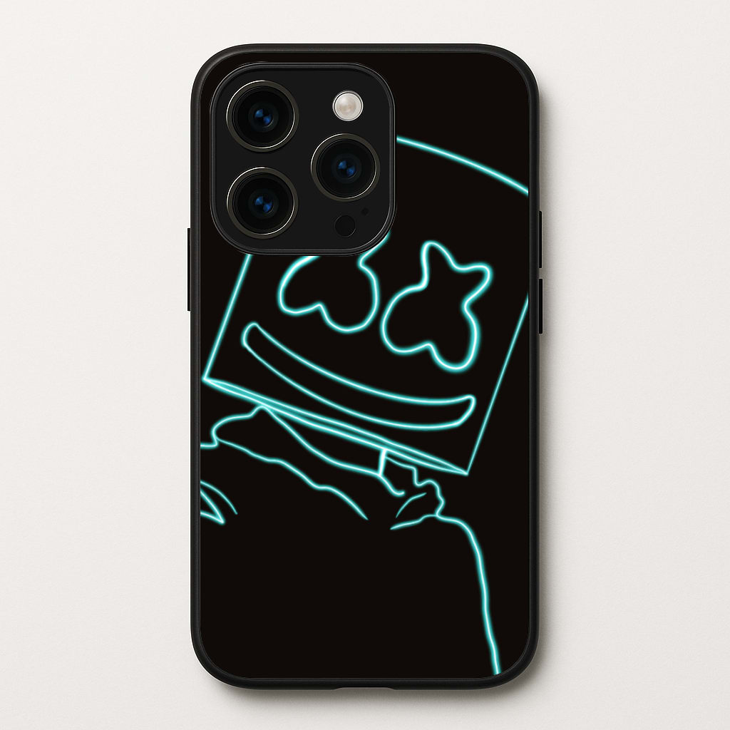 Black White Helmet DJ Neon - Marshmello Phone Case for iPhone 15 Pro