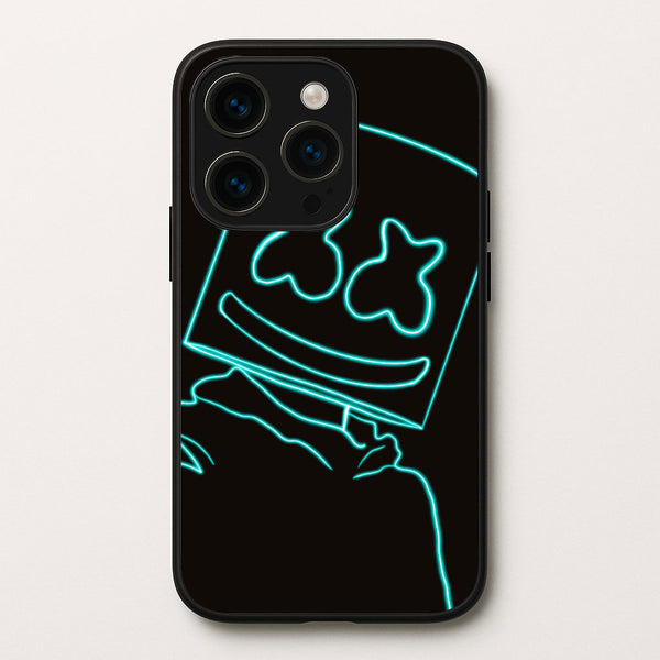 Black White Helmet DJ Neon - Marshmello Phone Case for iPhone 15 Pro