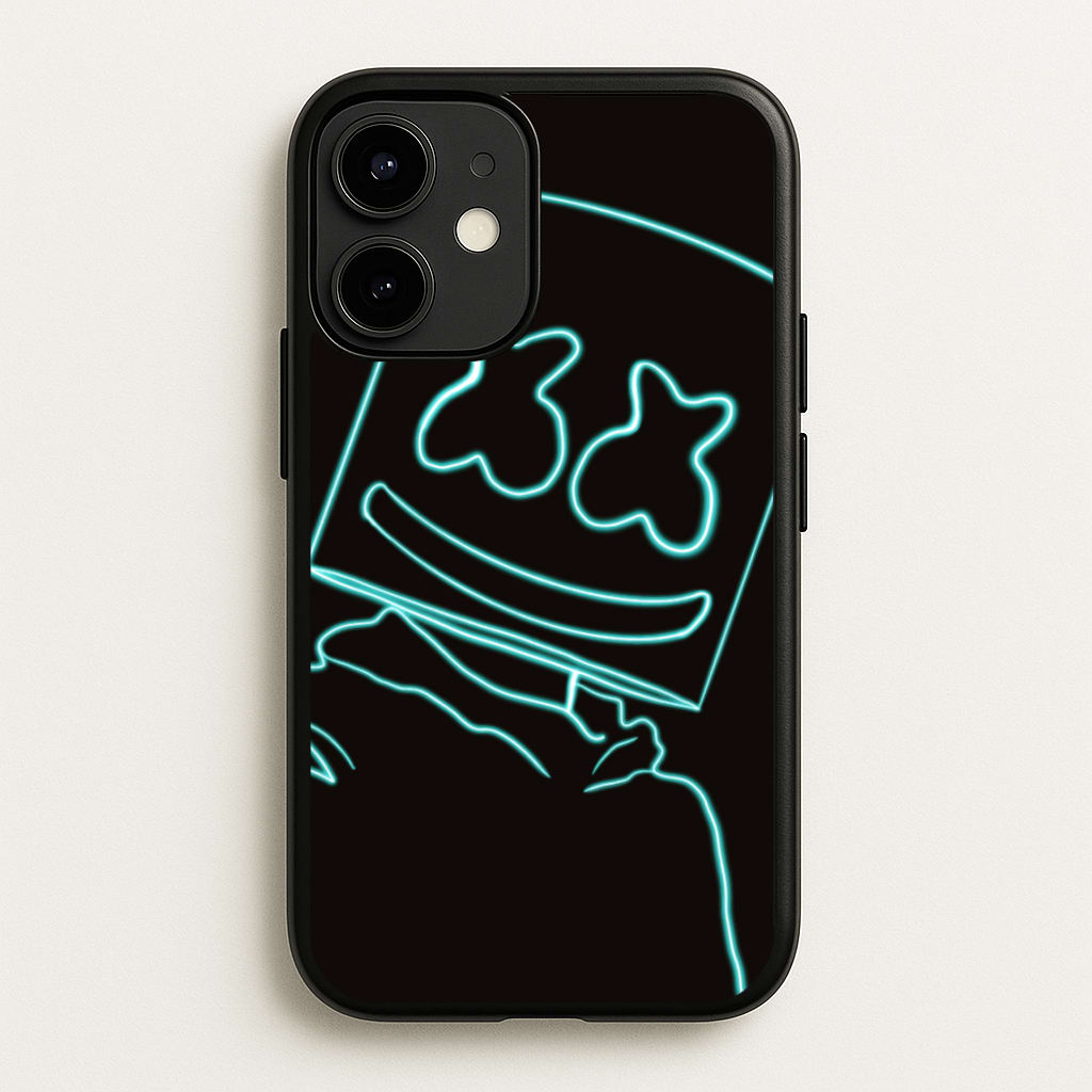 Black White Helmet DJ Neon - Marshmello Phone Case for iPhone 12 Mini