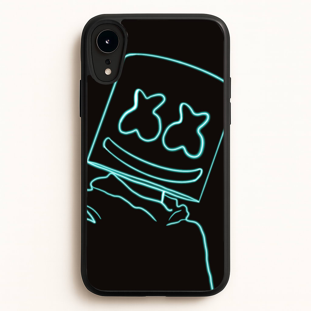Black White Helmet DJ Neon - Marshmello Phone Case for iPhone XR