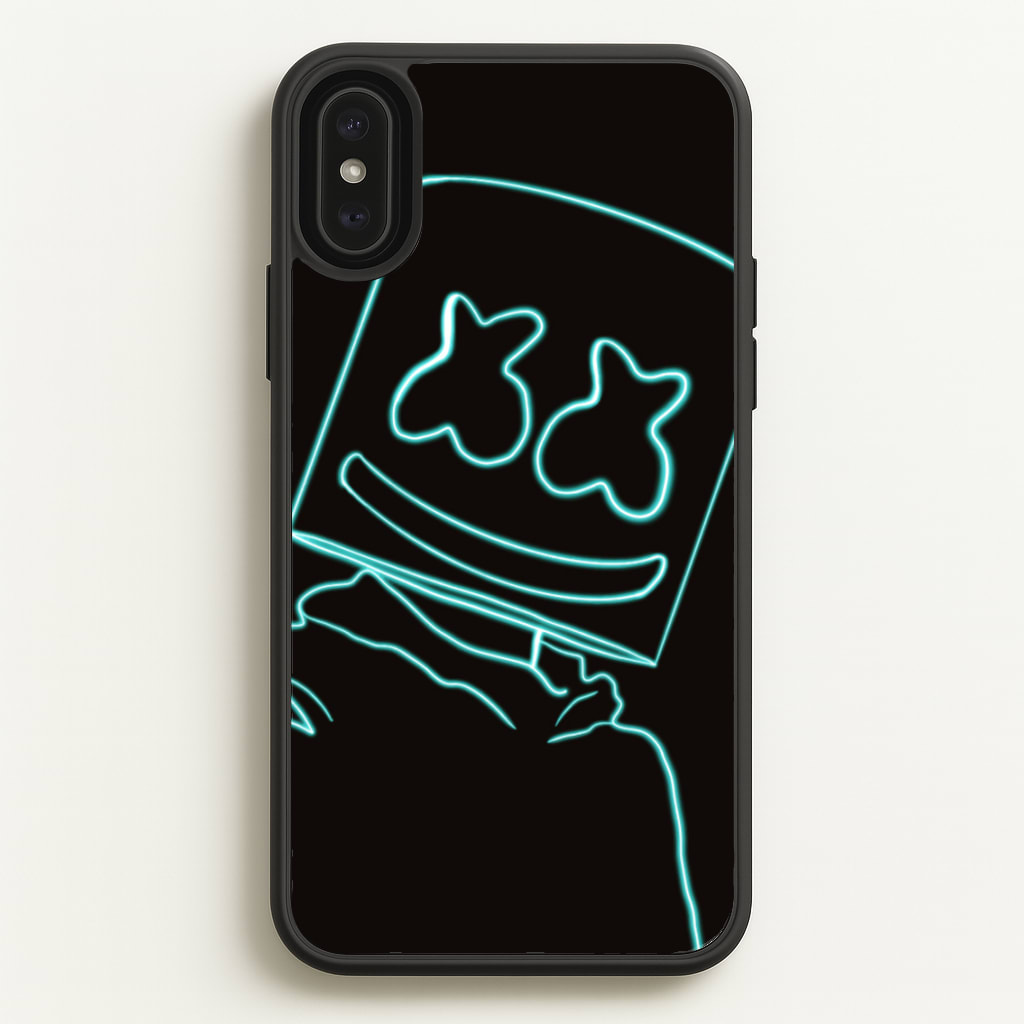 Black White Helmet DJ Neon - Marshmello Phone Case for iPhone XS Max