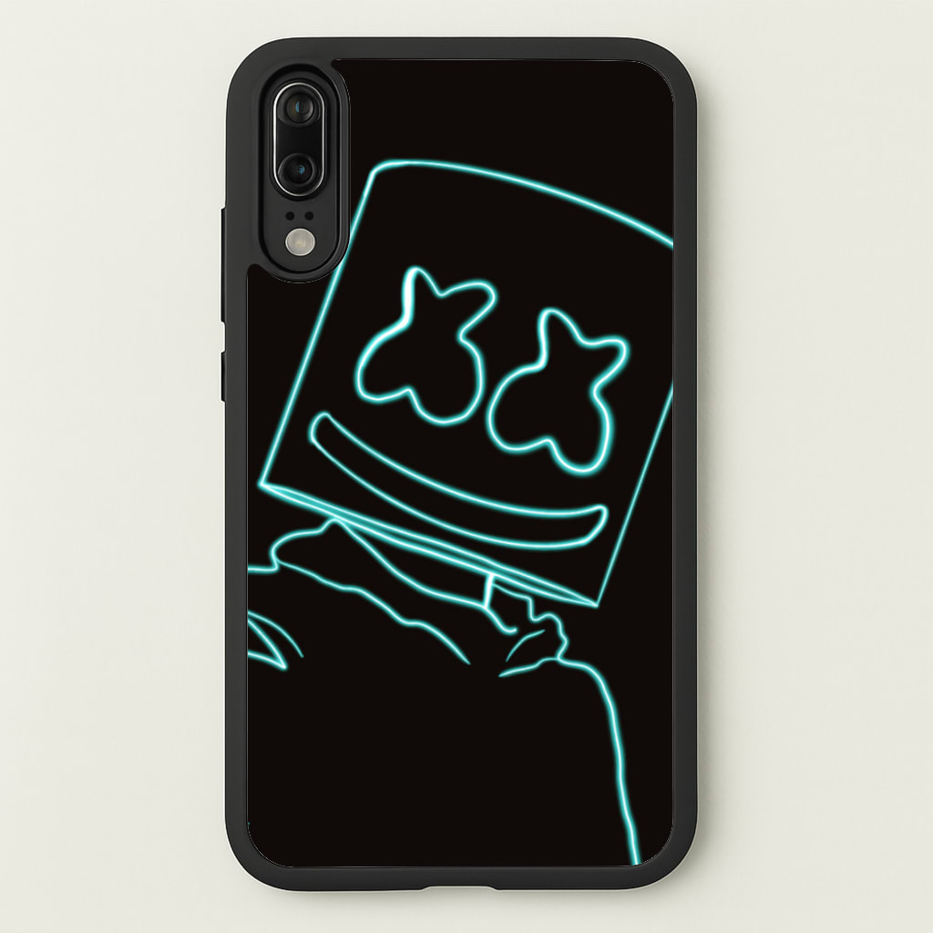 Black White Helmet DJ Neon - Marshmello Phone Case for Huawei P20
