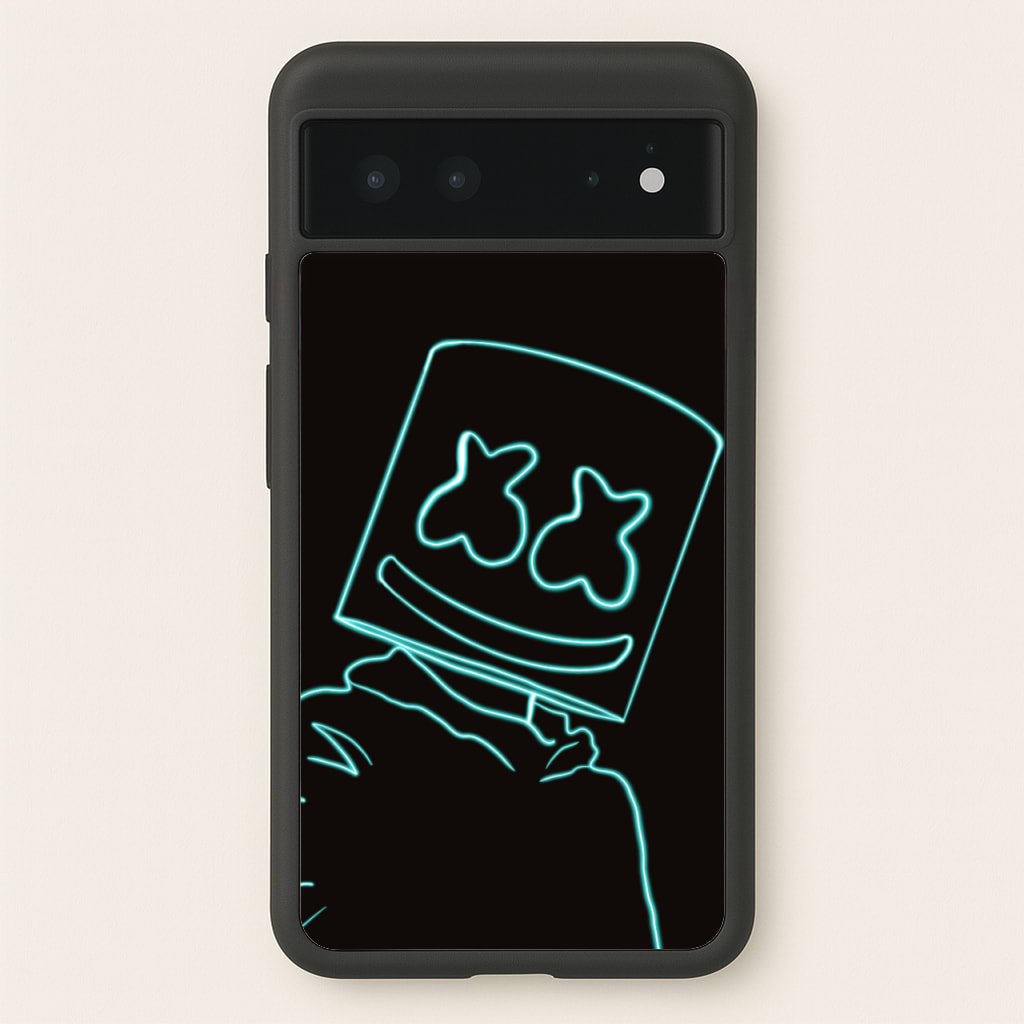 Black White Helmet DJ Neon - Marshmello Phone Case for Google Pixel 6