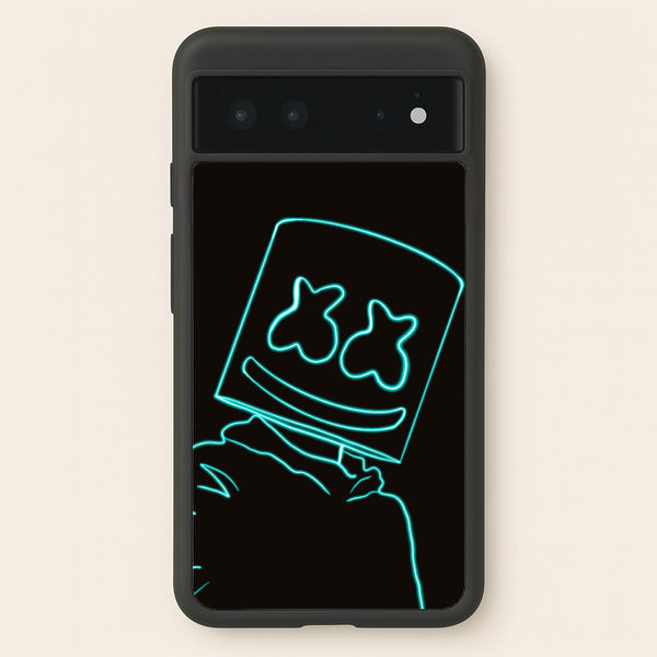 Black White Helmet DJ Neon - Marshmello Phone Case for Google Pixel 6