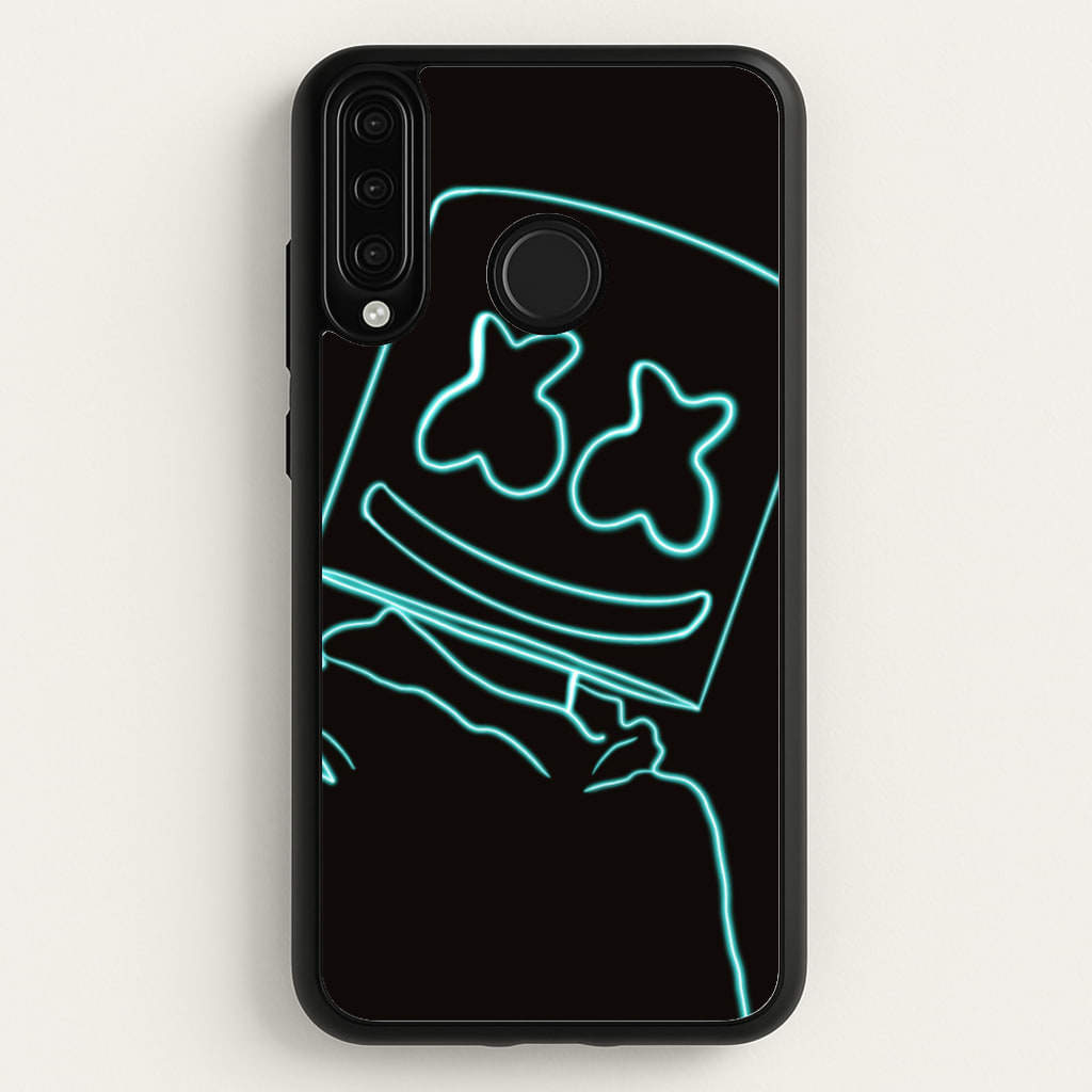 Black White Helmet DJ Neon - Marshmello Phone Case for Huawei P30 Lite