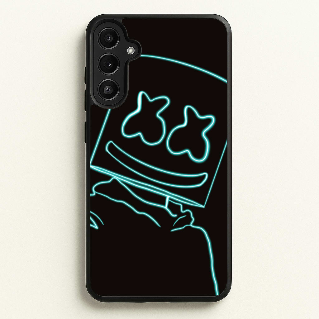 Black White Helmet DJ Neon - Marshmello Phone Case for Galaxy A34