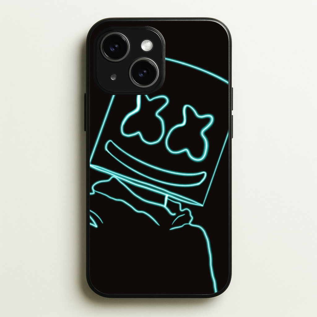 Black White Helmet DJ Neon - Marshmello Phone Case for iPhone 15 Plus