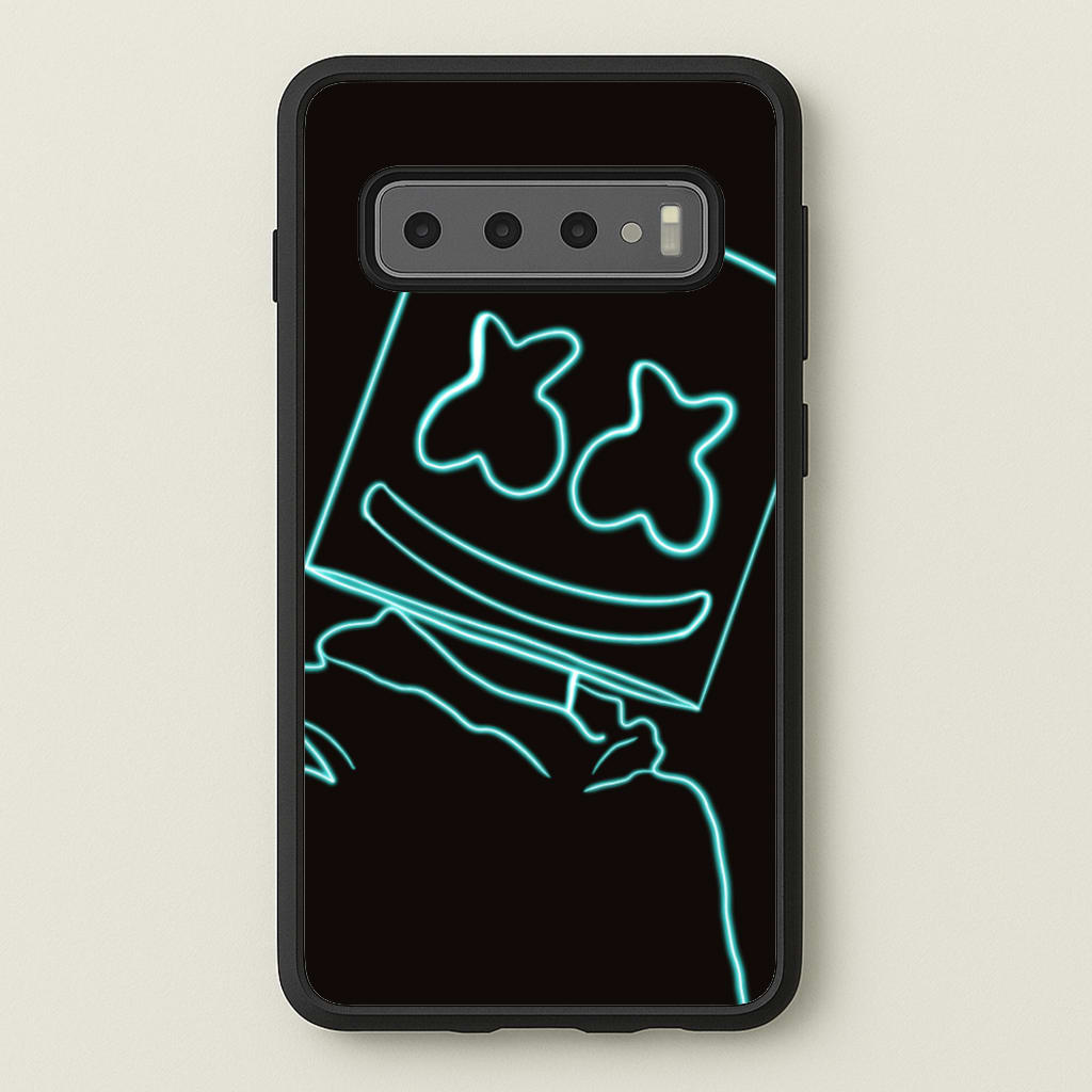 Black White Helmet DJ Neon - Marshmello Phone Case for Galaxy S10
