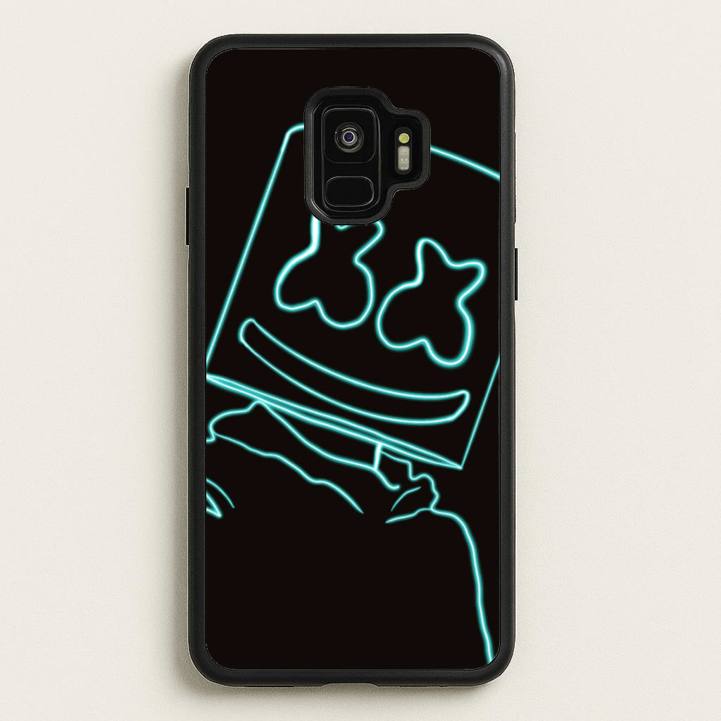Black White Helmet DJ Neon - Marshmello Phone Case for Galaxy S9
