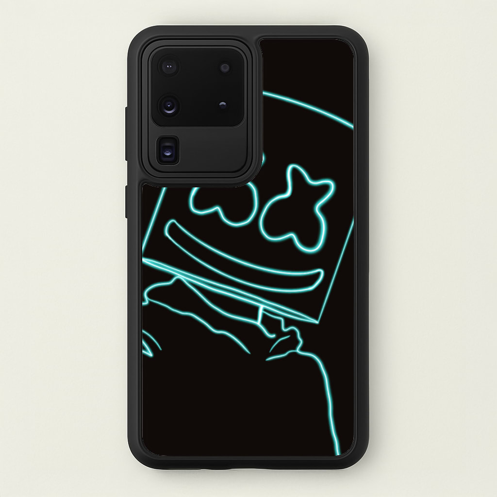 Black White Helmet DJ Neon - Marshmello Phone Case for Galaxy S20 Ultra