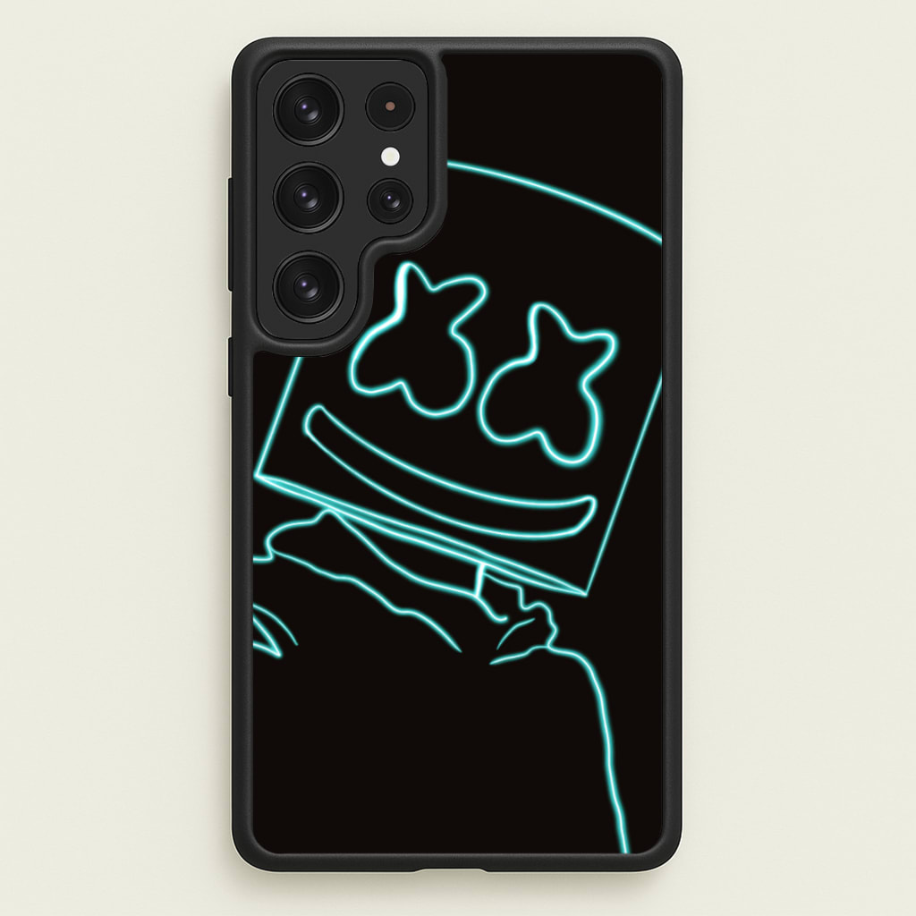 Black White Helmet DJ Neon - Marshmello Phone Case for Galaxy S23 Ultra
